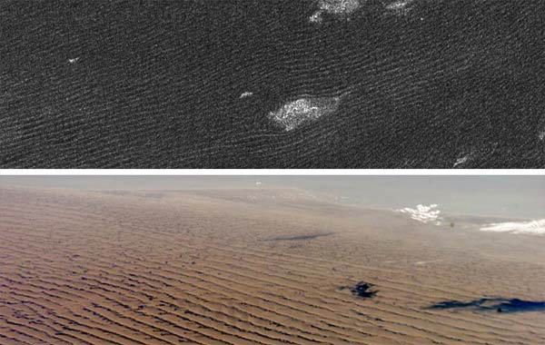 Comparativa de las dunas de Namibia y la Titán