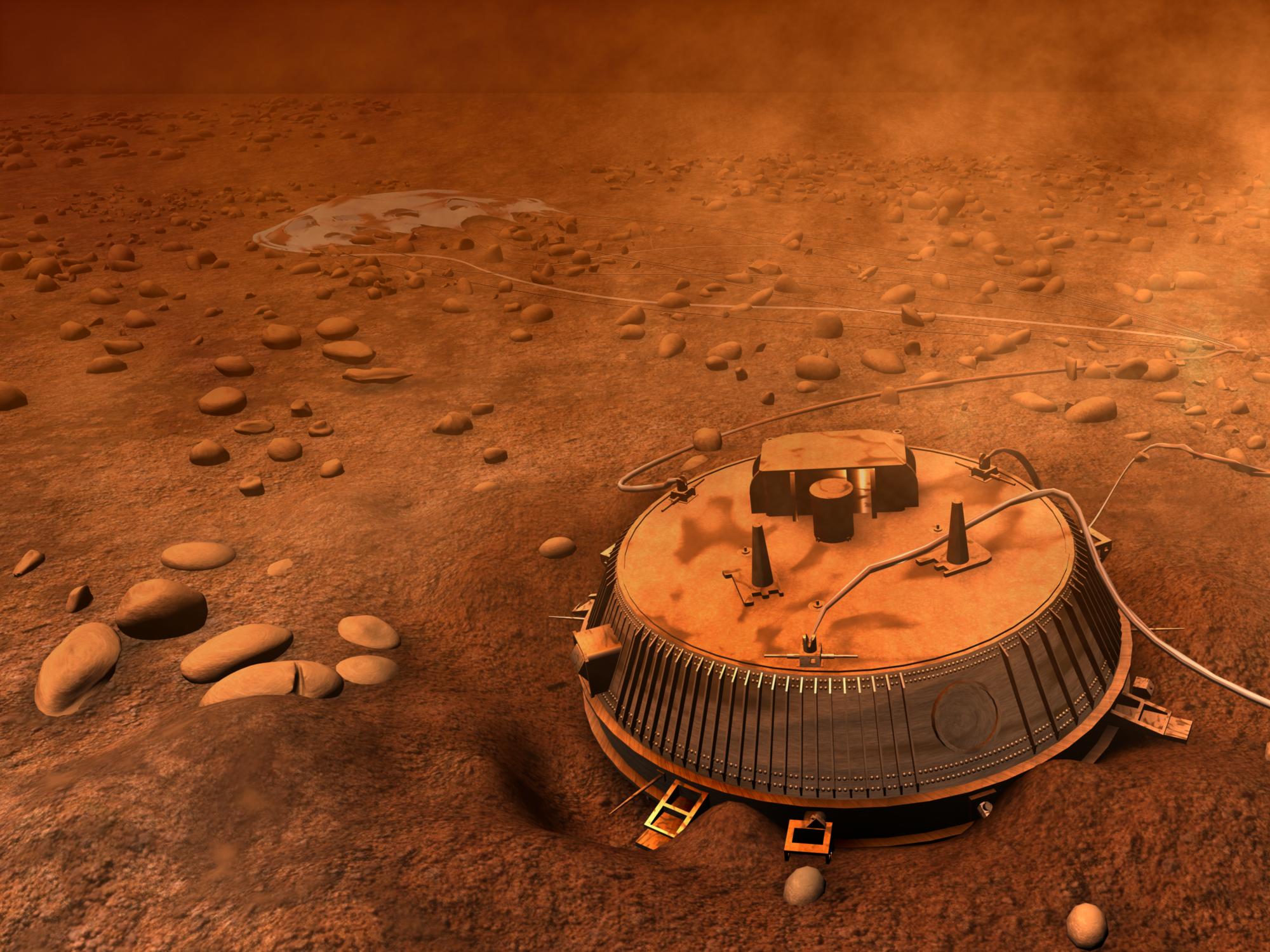 Imagen artística de Huygens en Titán